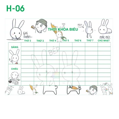 Thời Khoá biểu Thỏ Xinh cute - Thỏ 7 màu (6 mẫu khác nhau)