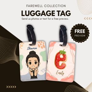 【Farewell Collection】Personalised Sublimation Luggage Tag Heat Transfer Travel Valentines Birthday Anniversary Teachers Day Christmas Graduation Gift