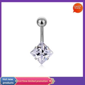Graceful Zircon Body Jewelry Belly Button Rings Stainless Steel Star Round Square Clear Zircon Classic Navel Belly Button Rings Piercings Jewelry