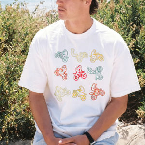 [Local Stock] VCC Multi-Color Dirt Bike Stunt Outline Graphic Print Summer Cotton Men Tee Casual Fashion Crew Neck Short Sleeve TEES