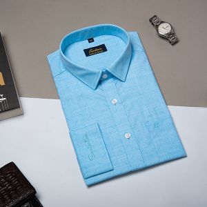 Áo Sơ Mi Nam Anton Công Sở Trung Niên Dài Tay Màu Xanh Ngọc Họa Tiết In Chìm X8560