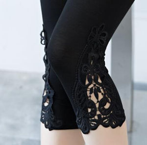 กางเกงเลกกิ้งลูกไม้ถัก3/4บางสำหรับฤดูร้อนขนาดพิเศษกางเกงผ้าฝ้ายแบบรัดรูป6XL สีเทาสีดำสีขาวสีชมพู3XL 4XL