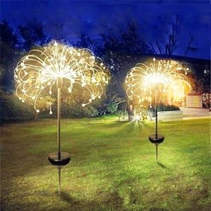 【Z-best】 ไฟตกแต่ง ไฟโซล่าเซลล์ ไฟกันน้ํา โคมไฟดอกแดนดิไลอัน ไฟแต่งสวน ดอกไม้ไฟ โซล่าเซลล์ 90/120/150LED ดอกไม้ไฟ