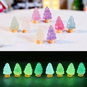 MAOMEI 10pcs/Set Tiểu cảnh Mô hình cây xams Mini Dễ thương Đồ trang trí Giáng sinh dạ quang Dễ sử dụng Nhựa Phụ kiện cảnh tuyết tự làm Trang trí nhà cửa