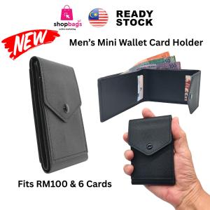 KASHVAU Mens Mini Wallet PU Leather Slim Card Holder Small Compact Wallet Fits RM100 Cash Pocket 6 Card Slots K2202