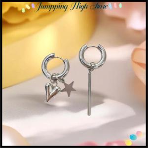 【Jumpping】 ต่างหูระย้ารูปดาวหัวใจพังค์สำหรับผู้หญิงแฟชั่นเรียบง่ายหัวเข็มขัดหูทรงกลมรูปทรงเรขาคณิตใหม่ของขวัญเครื่องประดับอินเทรนด์