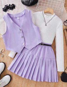 kath 2 pcs/set Best Seller  Sleeveless Vest  and  Pleated Skirt  for Girl  Teen  Set Terno Coordinates   - best seller - good quality - super kapal ng tela - trending  - 100 percent cotton - mall quality - Top pick  - madaling maubos - trending  - made of