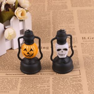 YOUSHI TOP Plastic Pumpkin Candle Light Handheld Small LED Skull Lamp Gradient Flash Colorful Night Light Halloween