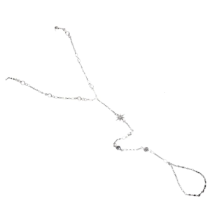 สร้อยข้อนิ้วรูปดาวมีสไตล์สำหรับผู้หญิงโซ่คล้องมือแบบพกพาที่มีคริสตัลเน้นการตกแต่งที่หลากหลาย