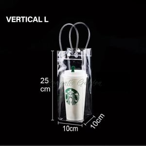 Clear PVC Tote Bag With Button Transparent Shopping Bag Cosmetic Bag Goodies Bag Gift Bag