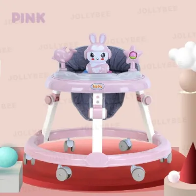 Baby Walker Foldable with Music Sound Anti O-Legs Height Adjustable Anti Rollover Safety Learning Push Car 學步車