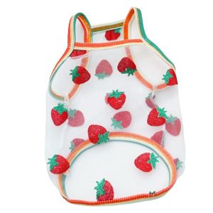 OUTOPEN Polyester Fiber Pet Harness Sun Protection Strawberry Pattern Cat Vest Comfortable Breathable Dog Tshirts Pet Supplies