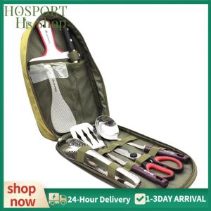 【HPS】 8pcs Camping Cookware Utensils Travel Set Stainless Steel Camping Cooking Utensils Set Camping Cooking Set Camping Accessories