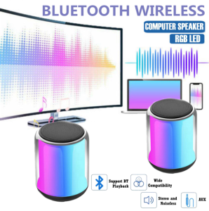 NBY221 V5.2 Computer Speaker HiFi Bass with AUX In and RGB Cool LED Light Effect Widely Compatible