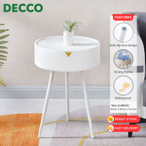 DECCO Nordic Cream Style Bedside Organizer Coffee Table Round Alternative Bedroom Small Storage Cabinet - Fulfilled by DECCO SHOP