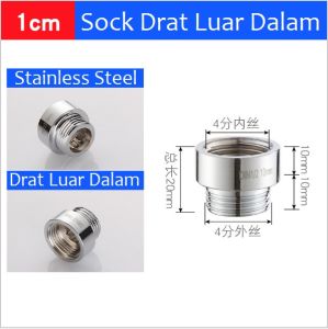 Sock Drat luar drat dalam sok 1/2" Stainless Steel 20mm 10mm 15mm 30mm 50mm