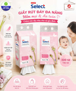 Combo 2 Bịch Khăn Giấy Rút Đa Năng Co.op Select 4 Lớp - 300 Tờ Cao Cấp Tiện Lợi