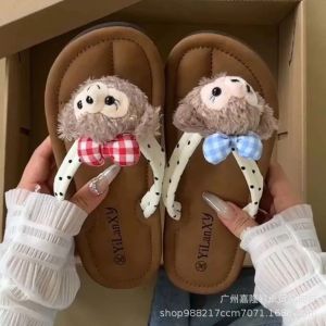 WomenS Flip-Flops 2026 New Model Bunny Toe-Clip Cartoon Cute Non-Slip Slippers For Women Summer Outdoor Korean Fashion Trend
