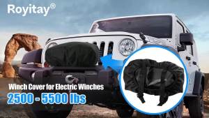 Small Winch CoverUpgraded Heavy Duty Waterproof Dust-proof Winch Protection Cover for 2500 to 5500 lbs Electric WinchesTrailer Winch CoversUV-resistantBlack-17" W x 6.7" D x 6.3" H