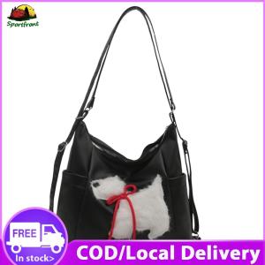 PU Leather Plush Puppy Shoulder Bag Large Capacity Trendy Dog Printed Sling Bag Multi-Pockets Casual Tote Bag Travel Date Shopping Backpack