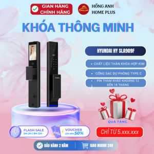 Khóa cửa thông minh nhận diện khuôn mặt Hyundai HY SLA909F face id màu đen cho cửa gỗ cao cấp