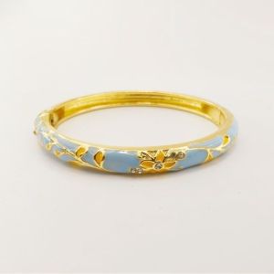 KEQI Colorful Vintage Cloisonne Bangle Enamel Traditional Womens Hand Bracelet Dainty Classic Flower Bangle Ladies