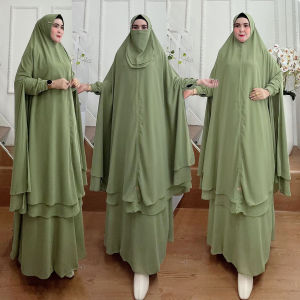 Set Dress/One Set Gamis Syari+Hijab Jumbo Kode ANDARA Bahan Ceruty Babydoll By Ory AjeZas Collection