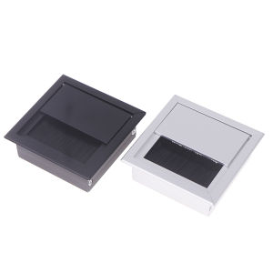 godessing Desk Cord Grommet Wire Hole Cover Line Outlet Port Threading Box Cover Cable Passing Box Office Table Cable Organizer 80x80MM
