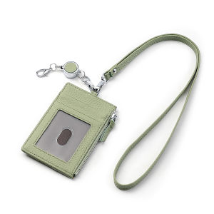 Phụ Nữ thẻ ID Bìa da thật kéo dễ dàng Khóa Thẻ Tiền Xu túi khóa kéo đa chức năng Ví Với Dây Buộc