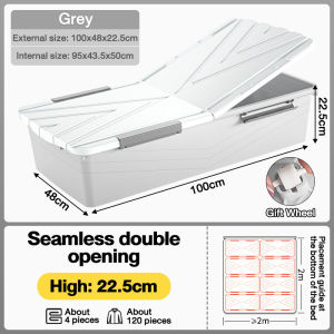 Goody Oversize clothing storage box Storage box under the bed With Wheels Clothes storage cabinet Plastic box Home organizer Storage