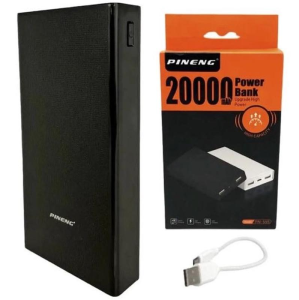 PINENG High-Capacity 20000mAh Power Bank with Quick Charge 3.0 & 3-Port Output - Black