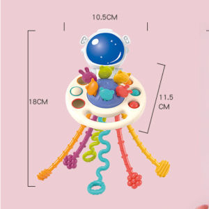 Baltra Silicone Teething Toy Baby Rattles Toys Montessori Toys for Toddler Sensory Pull String Toy