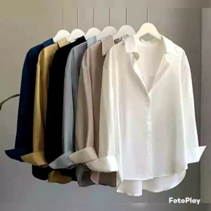 atasan kemeja polos / kemeja polos wanita terbaru /kemeja kekinian /super premium
