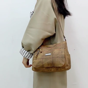 Moms Essential Soft Leather Crossbody Bag with Multiple Pockets and Convenient Shoulder Strap