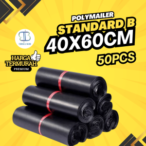 FUMU POLYMAILER LDPE / PLASTIK PACKING 40X60CM ISI 50PCS LEM SEKAT SEMI GLOSSY TEBAL MURAH HITAM B