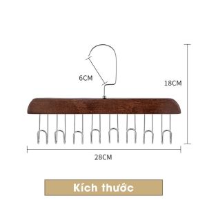 Móc treo quần áo đa năng G01 gồm 8 nhánh móc gỗ cán kim loại treo quần áo đồ lót cà vạt thắt lưng tiện dụng