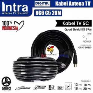 Kabel Antena TV Digital Analog INTRACOM RG6 C5 Panjang 20 Meter