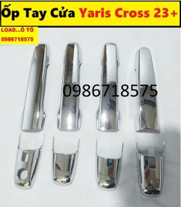 Ốp Tay Nắm Hõm Cửa Xe Toyota Yaris Cross 2023-24 Mẫu Nhựa ABS Mạ Crom Sáng Bóng Sẵn Keo Dán 3M