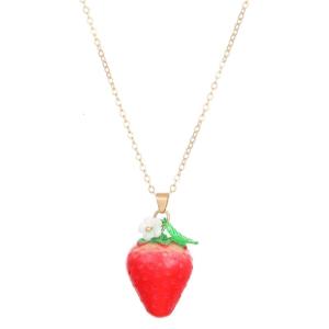 Strawberry/Peach Pendant Necklace Simple Necklace Alloy Texture Date for Music Festivals and Fashion Shows
