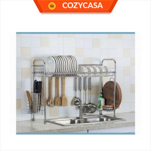 【COZYCASA】Sink Dish Drying Rack Stainless Steel Chrome Kitchen Dish Rack