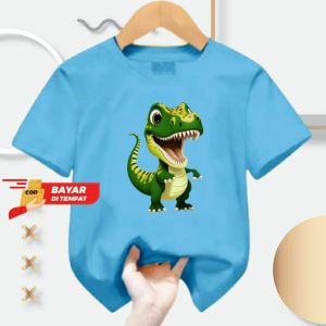 Kaos atasan bergambar Dino anak Cewek/Cowok usia 1-12 tahun lengan pendek