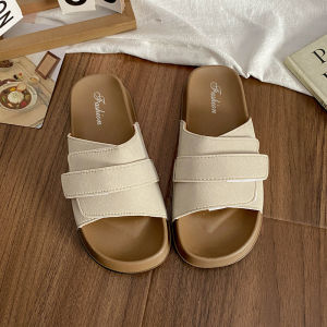 Free Shipping Casual One-Strap Adjustable Velcro Sandals For Women Suitable For Summer Wear With Thick Soles And Soft Beach-Style Design