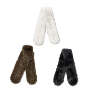 Women Luxurious Winter Warm Faux Furs Scarf Crosses Wrap Collar Shrug for Lady Weddings Party Casual Furry Shawl Stoles