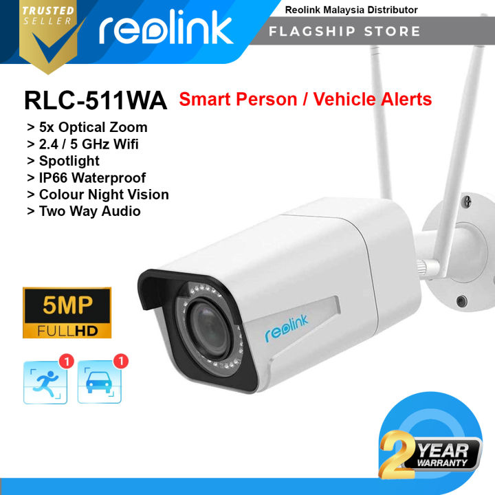 Reolink RLC-511WA 5MP 2.4G/5Ghz WiFi Camera Human/Car Detection 5X ...