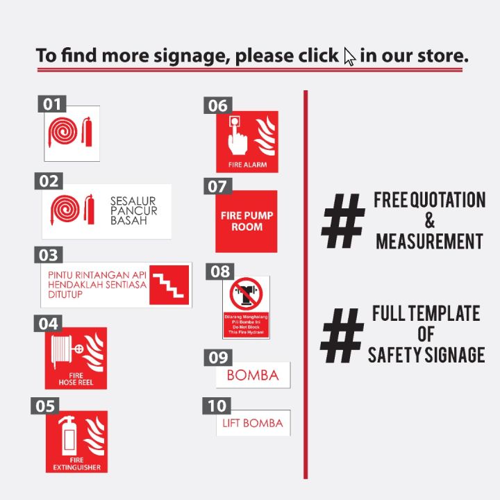 Bomba Safety Signage 消防安全标牌 | Lazada