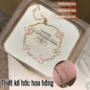 【Đan Tay Tinh Xảo】Vòng Tay Hoa Anh Đào Hồ Ly Phong Cách Cổ Điển May mắn Tay Cỏ Bốn Lá Kim Cương Hồng Quà Tặng Ý Nghĩa