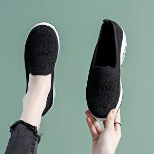 one yona Women Shoes Wedge Heel Korean On Sale Mesh Slip On Black Women Sports Shoes Casual Ladies Fashion Sneakers Walking Platform Shoes big size 42