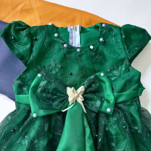 Dress Brukat Warna Putih Hijau Marun FREE PITA Gaun Bayi 6 12 Bulan Baju Natal Bayi Perempuan Baptis Dress Aqiqah Terlaris Dress Imlek Gaun Aqiqah Bayi NB KAP133