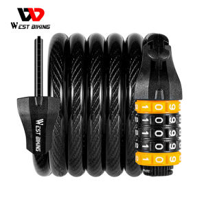 WEST BIKING Password Bike Lock Anti-Theft Security Cable Locks For Bike MTB Road Bike 5 digits Password Lock Motorcycle Cycling Cable Lock