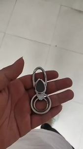 Suzuki Metal Car Keychain Double Ring Printed Logo Black and Silver